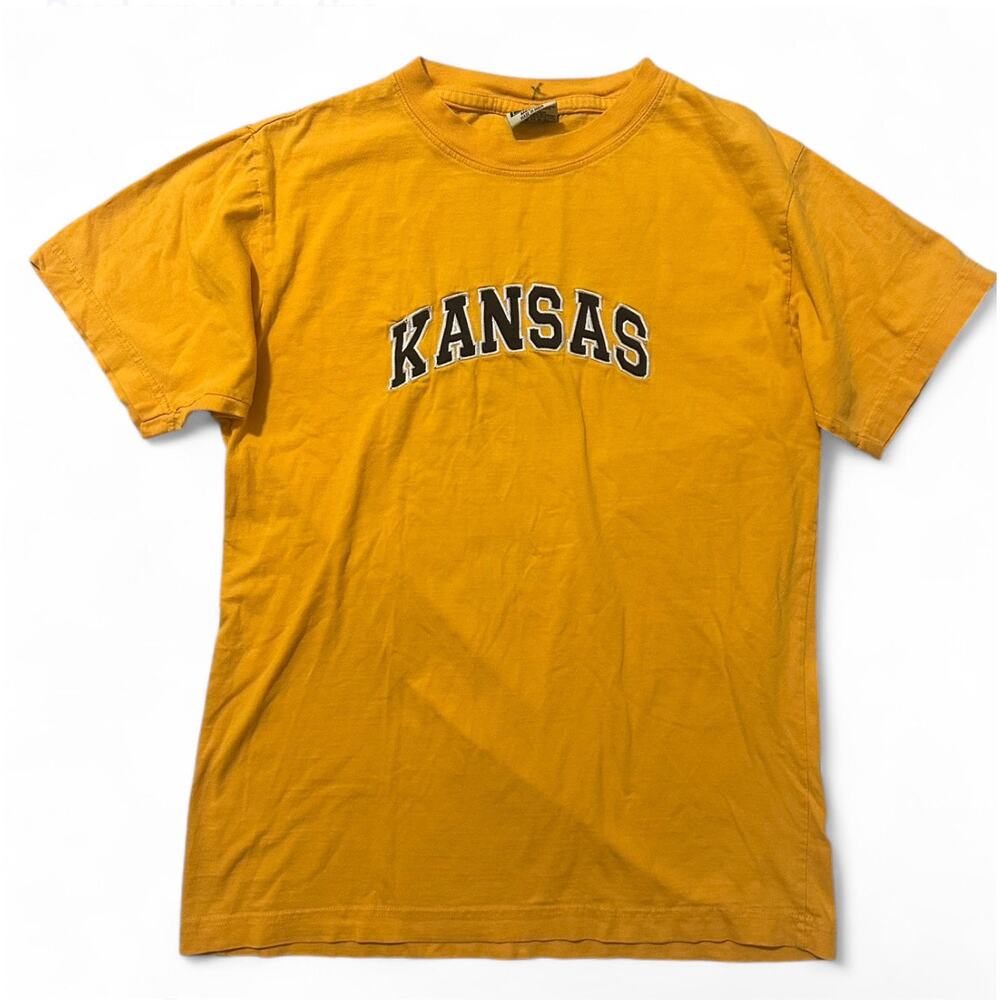 Vintage Authentic Life Apparel Yellow Kansas Embroidered Collegiate Medium Shirt